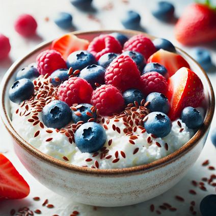 Cottage Cheese with Berries and Flaxseeds