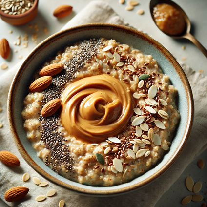 Oatmeal with Almond Butter and Seeds