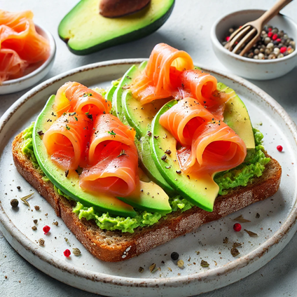 Smoked Salmon and Avocado on Whole Grain Toast