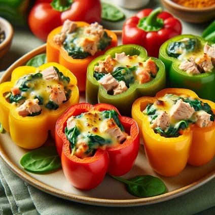 Turkey and Spinach Stuffed Bell Peppers